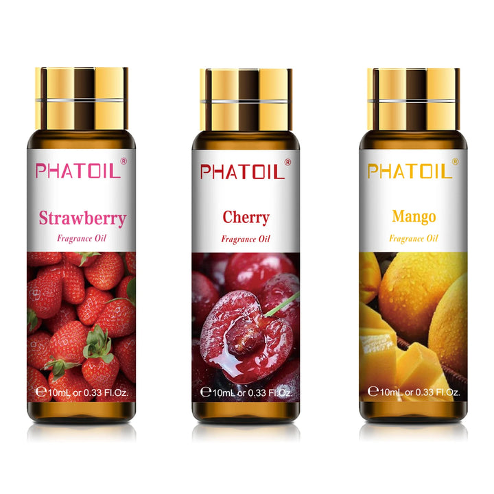 PHATOIL 1/3/9pcs 10ml Fruit Fragrance Oil Peach Strawberry Passion Fruit Cherry Mango Watermelon Apple Aroma Fragrance Oils