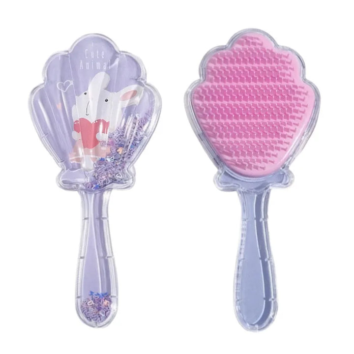 Mermaid Detangler Hair Brush Detangling Hair Comb Shell Glitter Comb Hairbrush Massage Scalp Detangler for Dry Wet Hair Kid Girl