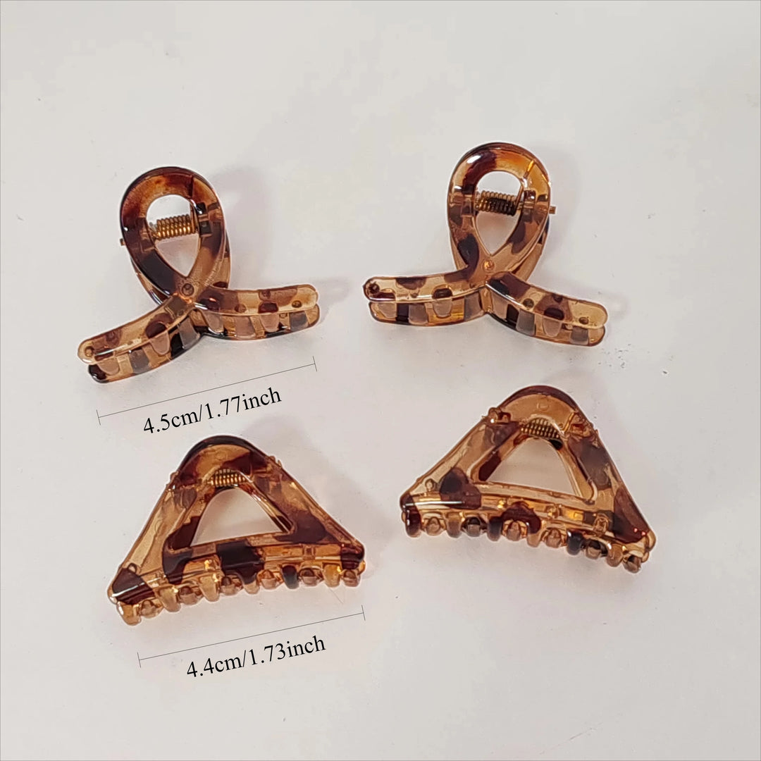 4PC Set European & American Style Leopard Print Small HairClaw Clips for Women Girls Retro Hair Accessories Headwear