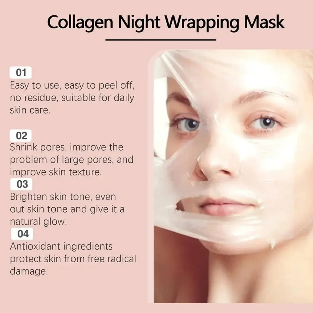 Collagen Peel-off Mask Night Wrapping Facial Mask Deeply Moisturizing Hydrating Firming Skin Facial Mask Daily Face Skin Care