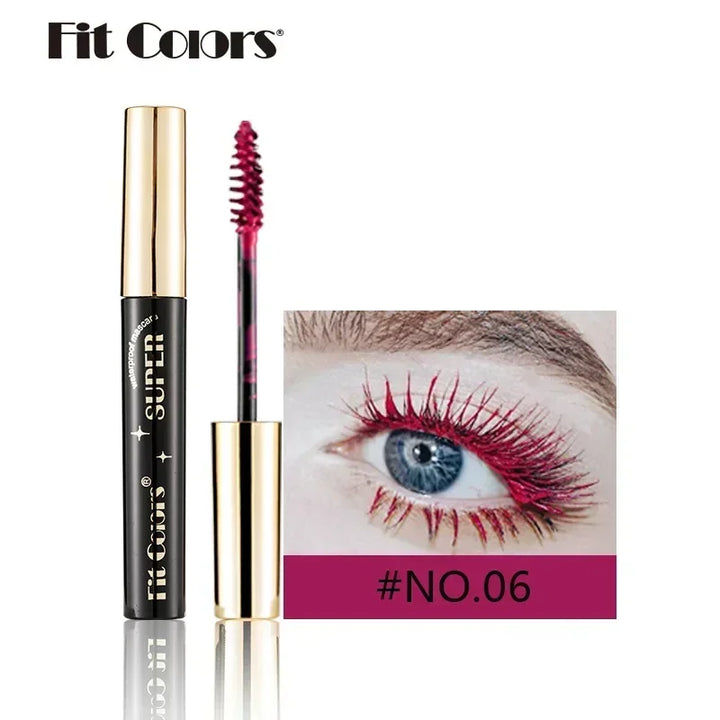 Color Mascara 14 Thick Curl Waterproof Non-smudding Natural Long Lasting Blue White Green Pink Black  Eye Makeup