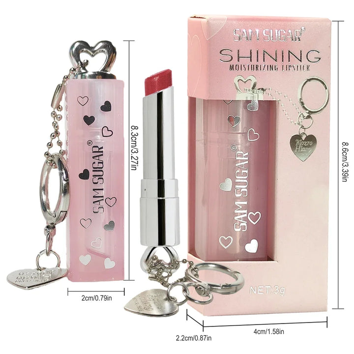 Velvet Lipstick Metallic Shine Long Lasting Moisturizing No Grainy Highly Pigmented 3D Diamond Glitter Heart Love Lipstick
