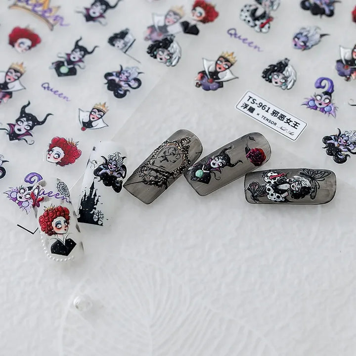 Disney Princess Cartoon 5D Nail Stickers Nail Art Decoration Frozen Snow White Nail Art Stickers Nail Supplies