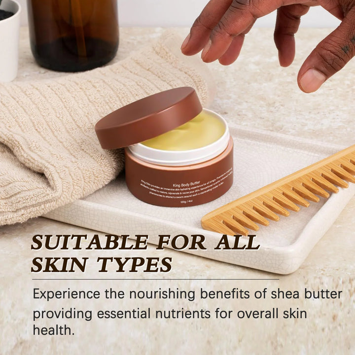 King Body Butter 120g with Shea Butter & Jojoba Oil - 24H Intensive Moisturizing Cream for All Skin Types, Deep Nourishment