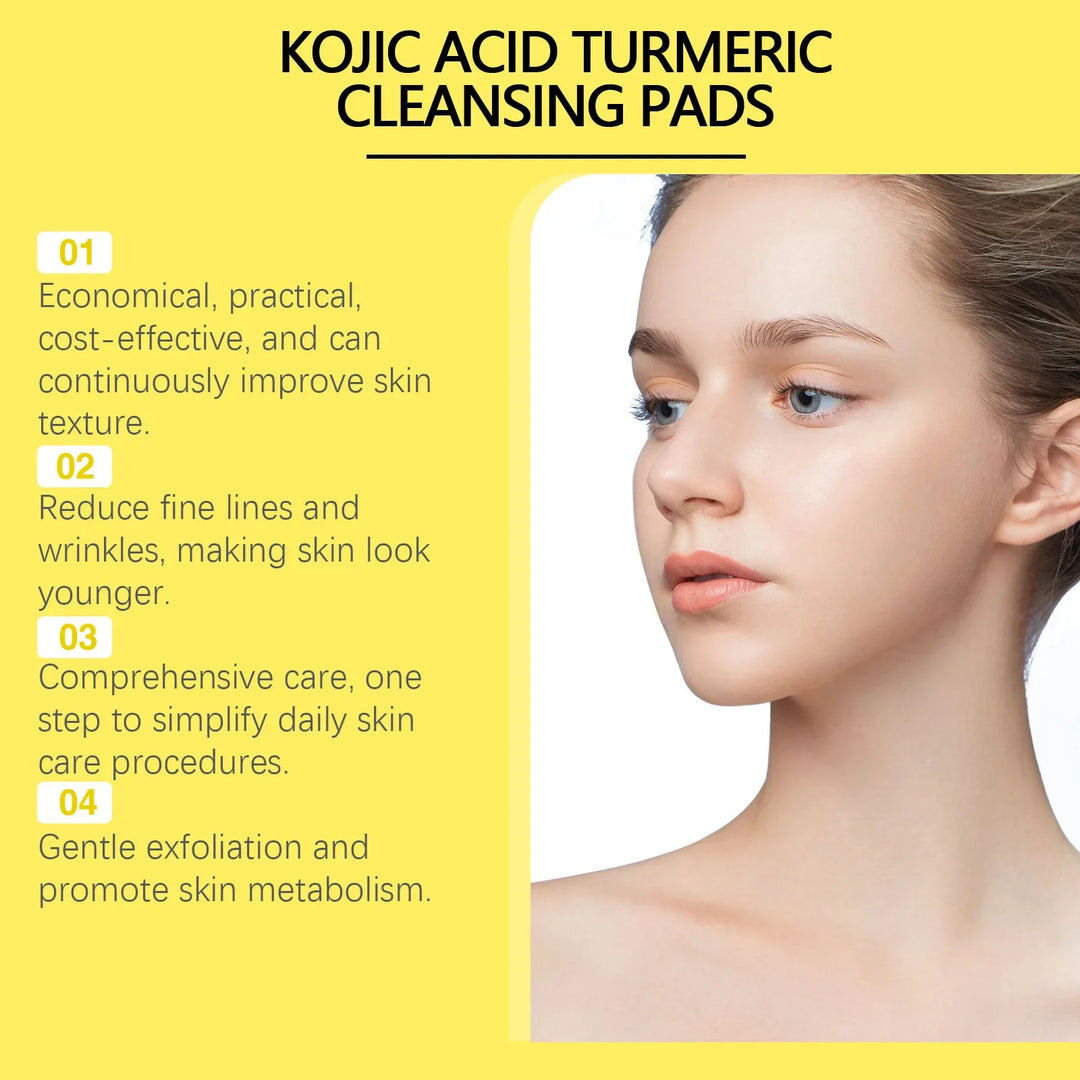 Turmeric Kojic Acid Cleansing Pads Exfoliating Pads Removing Dead Skin Shrink Pores Smooth Brightening Skin Face Cleansing
