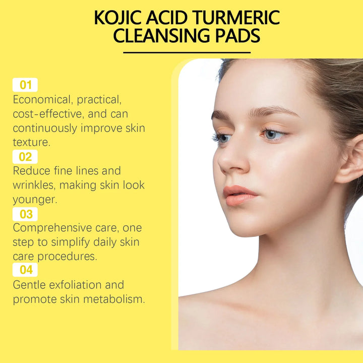 Turmeric Kojic Acid Cleansing Pads Exfoliating Pads Removing Dead Skin Shrink Pores Smooth Brightening Skin Face Cleansing
