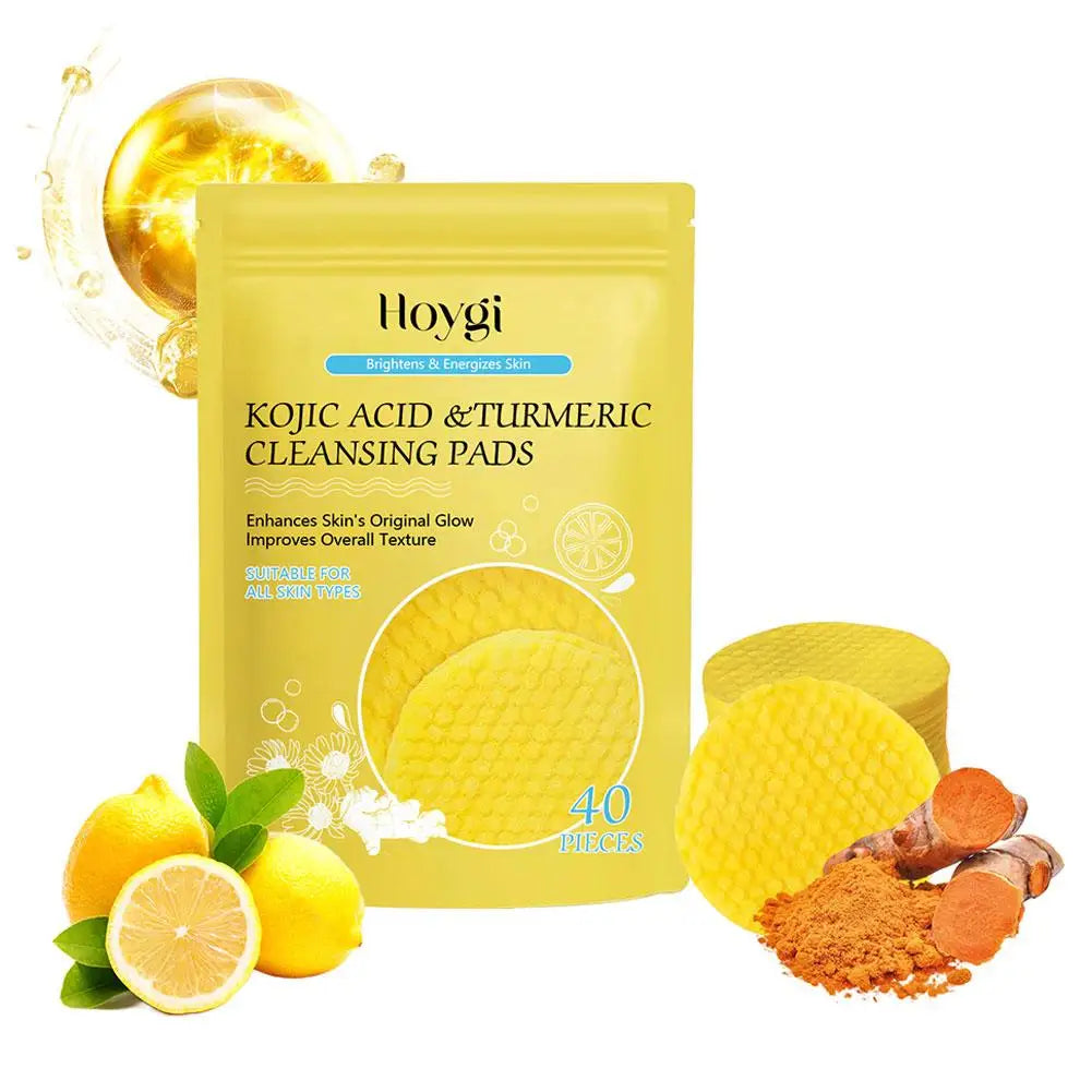 Turmeric Kojic Acid Cleansing Pads 40 Counts, Turmeric Face Scrub Pads Exfoliating Face Body To Help Balance Skin Oil And Water