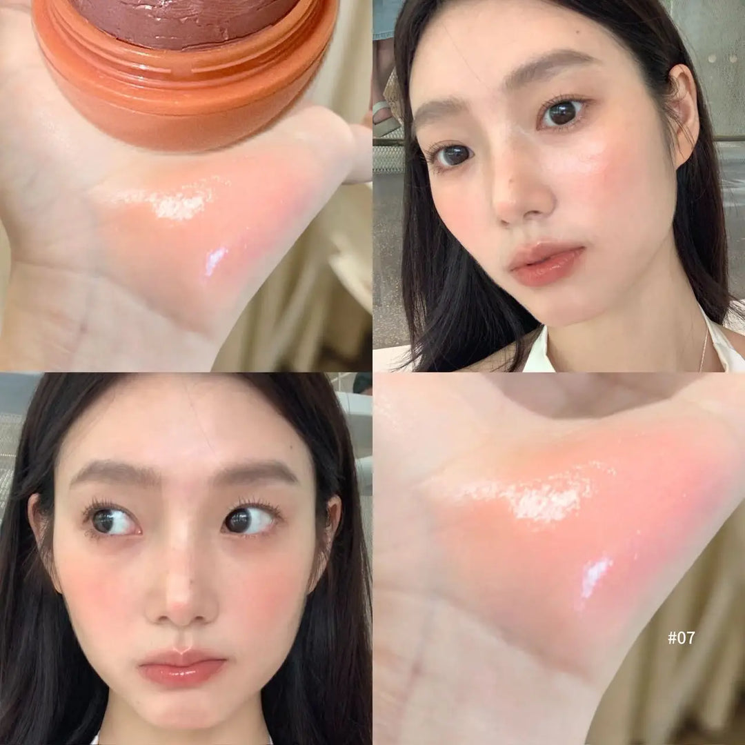 Herorange Peach Ball Cloud Velvet Blush Cream, Fine Powder Texture, Natural Three-Dimensional Effect, Brightening and Color-Enhancing, Dewy Blush, Long-Lasting Makeup, Suitable for Autumn and Winter
