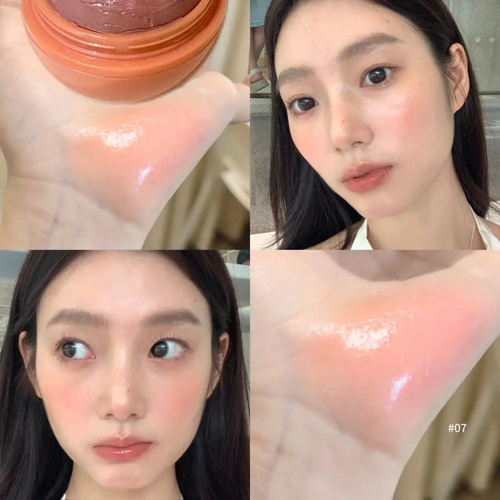 Herorange Peach Ball Cloud Velvet Blush Cream, Fine Powder Texture, Natural Three-Dimensional Effect, Brightening and Color-Enhancing, Dewy Blush, Long-Lasting Makeup, Suitable for Autumn and Winter