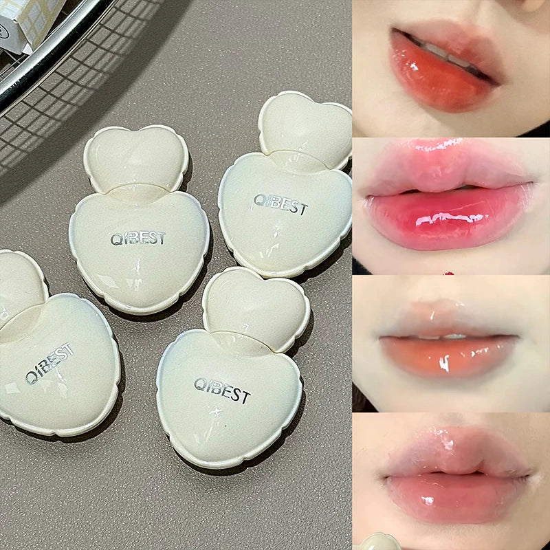QIBEST Pink Lip Jelly Hydrating Lipstick Long Lasting Mirror Lips Gloss Lipstick Tender Student Korean Cosmetics Lip Glaze Stain