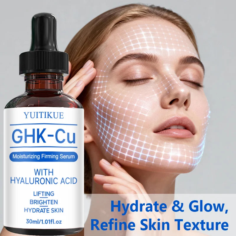 YUITIKUECopper Peptides Serum for Face,Tightening, Soothing,Colagen Boosting with Hyaluronic Acid Skin Care,30ml Serum for Women