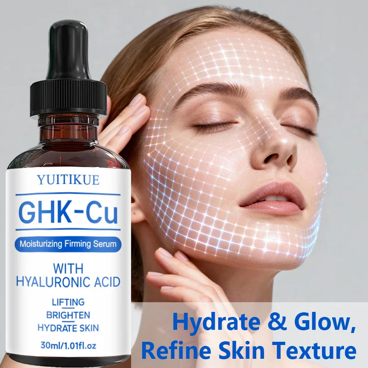 YUITIKUECopper Peptides Serum for Face,Tightening, Soothing,Colagen Boosting with Hyaluronic Acid Skin Care,30ml Serum for Women