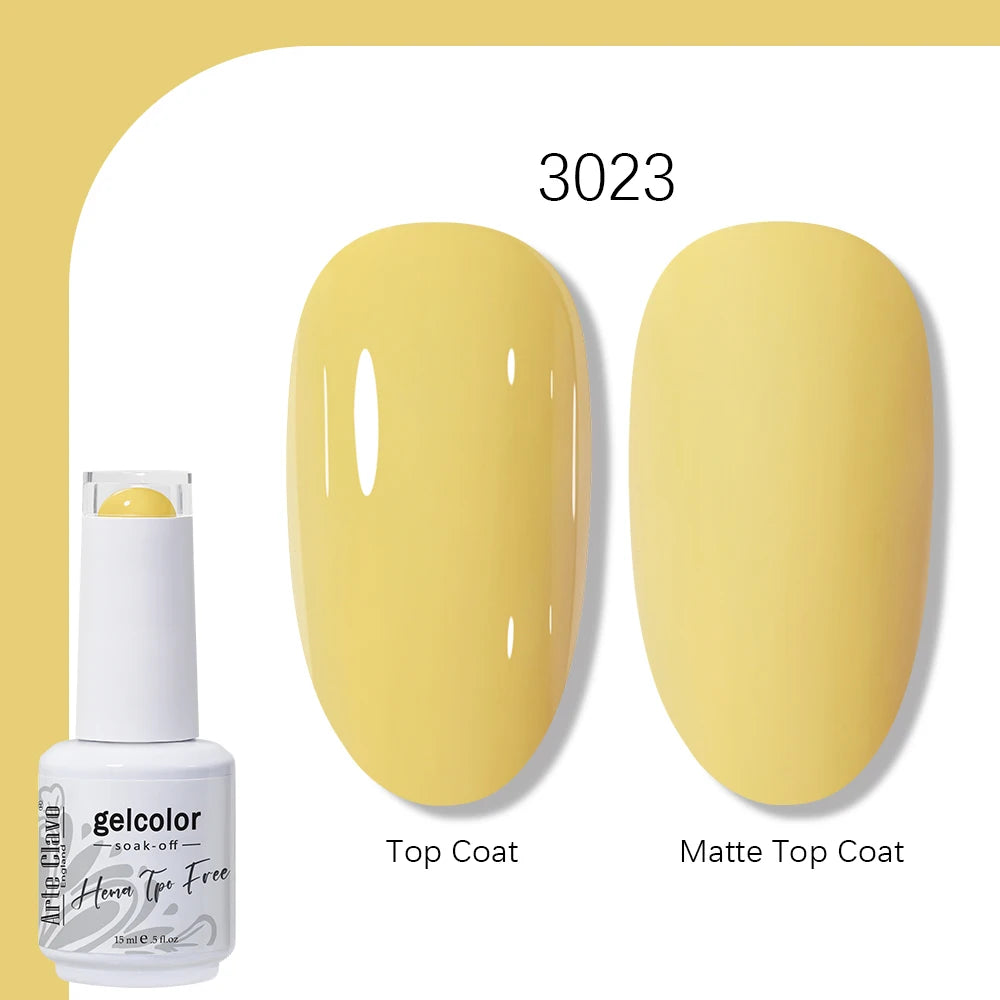 Arte Clavo Solid Color Gel Nail Polish 15ml Soak Off UV LED Gel Semi-Permanent Glitter Polish For Manicure Nail Art Salon Gel