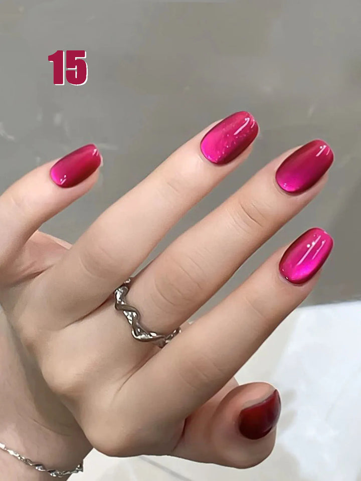 12ML 1-21PCS Autumn Nails Red through half the Sky Cat Eye Nail Glue Halloween New Whitening Glass Bead Cat Eye Nail Polish
