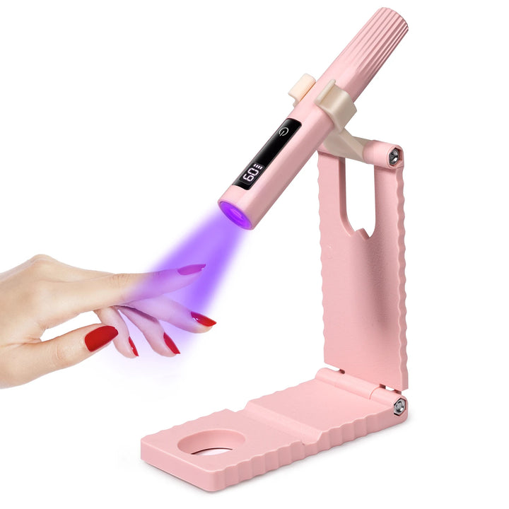Cordless Nail Lamp with Stand Handheld UV Light with LCD Display for Gel Nails Rechargeable USB Nail Dryer for Fast Curing