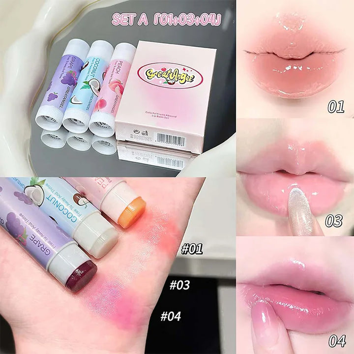 1/3Pc Fruit Lip Balm Moisturizing Clear Lip-Primer Mask Cute Jelly Tinted Lip Stick Lighten Lines Plump Lip Care Makeup