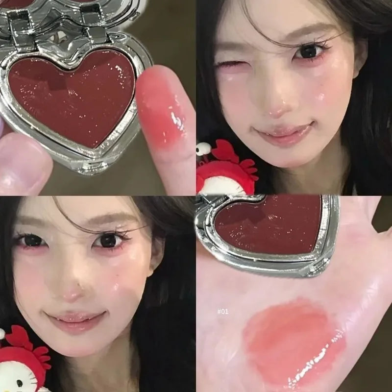 Highlighter Cream Blusher Palette Multi-Use Water Light Natural Red Cheek Color Brightening Jelly Rouge Paste Easy Blend Makeup
