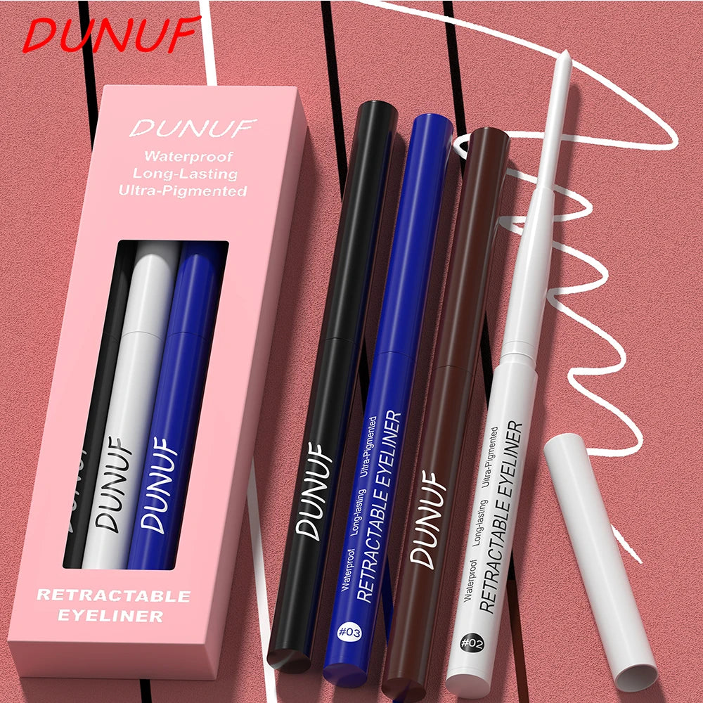 DUNUF 4 Pcs Durable Waterproof Eyeliner Pencil Non-smudging Soft Easy to Operate Sweat-proof and Easy to Color Beginner Friendly