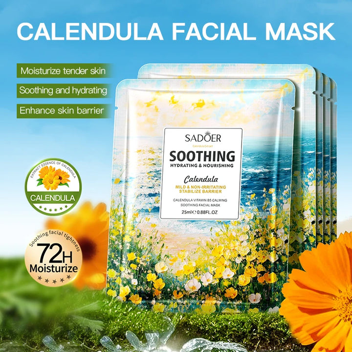 8pcs SADOER Flowers Facial Masks Moisturizing Hydrating Whitening Anti-Aging Face Mask Sheets Masks For Face Skin Care