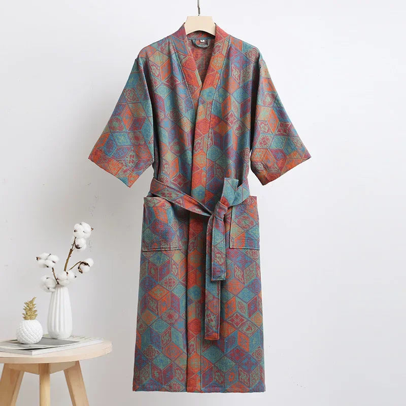 Cotton Printed Women's Bathrobe for Spring and Autumn Pajamas Home Clothing Multi Colors Quick Drying Bathrobes Female
