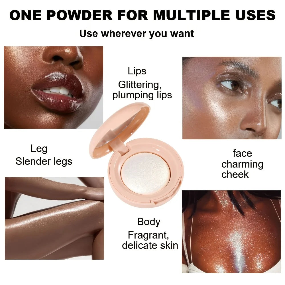 Face Highlighter Palette, High Glossy Face Illuminator Palette, Natural Glow Finish, Pearl Shimmer Smooth Baked Powder