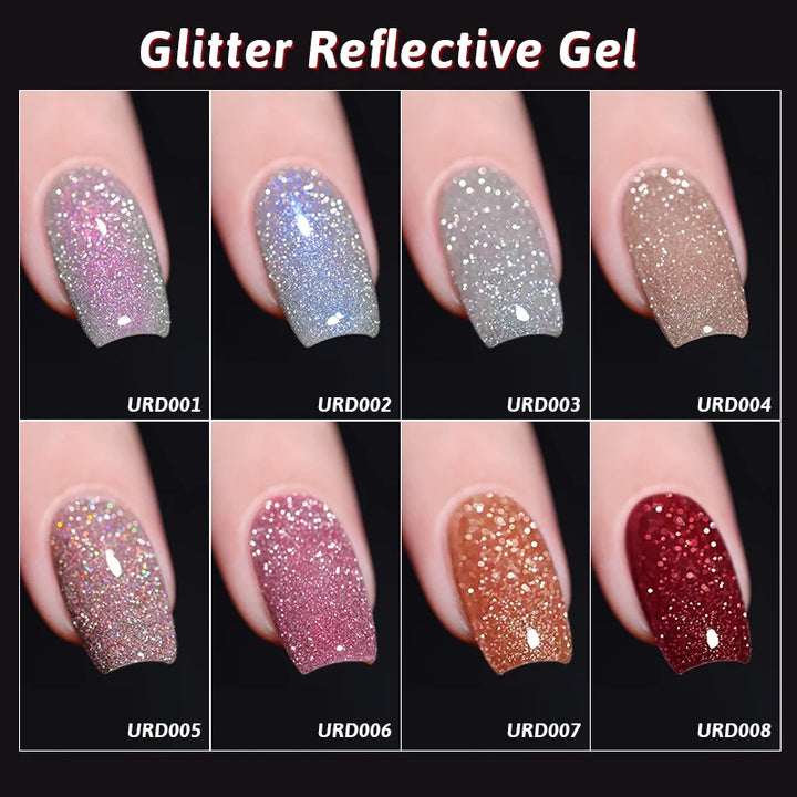 UR SUGAR 15ml Sliver Reflective Nail Gel Polish Shining Glitter Semi Permanent Soak Off UV Gel Sparkle Effect Nail Art Manicure