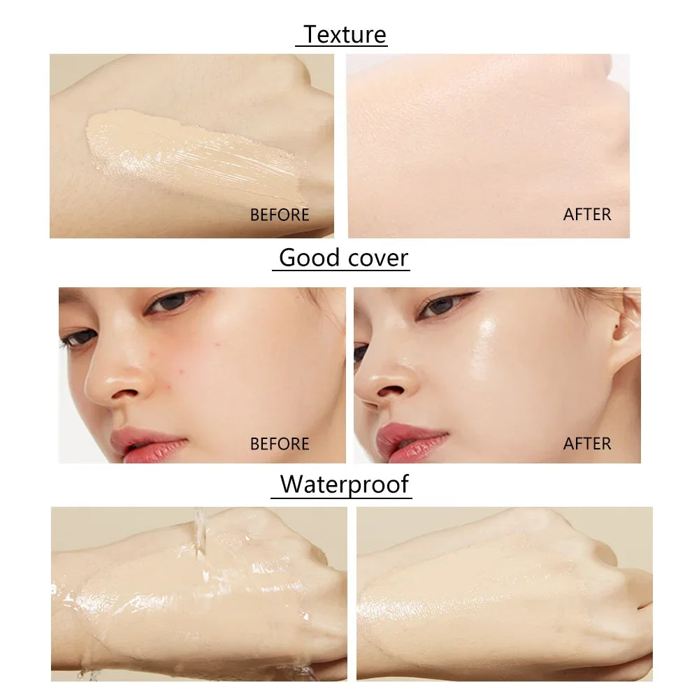 Liquid Foundation High Coverage Makeup Base Lasting Concealer BB Cream Waterproof Oil-Control Face Foundation Makeup Cosmetics