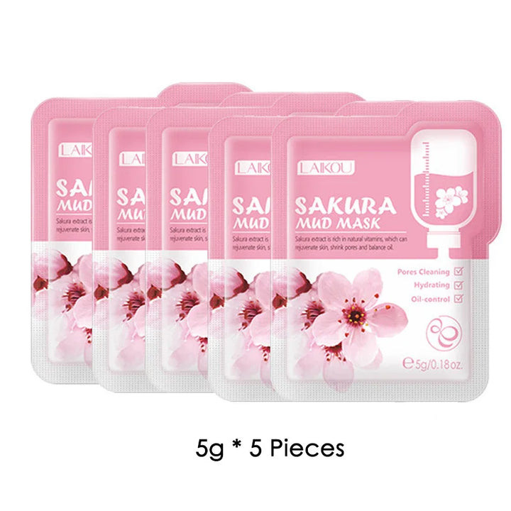 5pcs LAIKOU Eggplant Mud Mask Oil Control Moisturizing Anti-Acne  Anti Wrinkle Whitening Cleansing Clay Mask Skin Care Face Mask