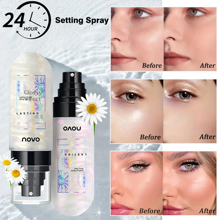 Hydrating Shimmer Setting Spray,Long Lasting Waterproof Oil Control Makeup Spray,Sweat-proof Hydrating Fixation Glow Finish