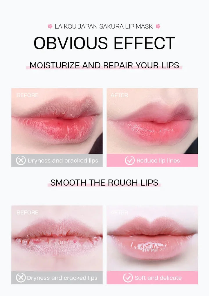 Laikou Sakura Lip Mask 8g Overnight Treatment Hydrating Moisturizing Repair Dry Chapped Lips Nourishing Care Peel Off