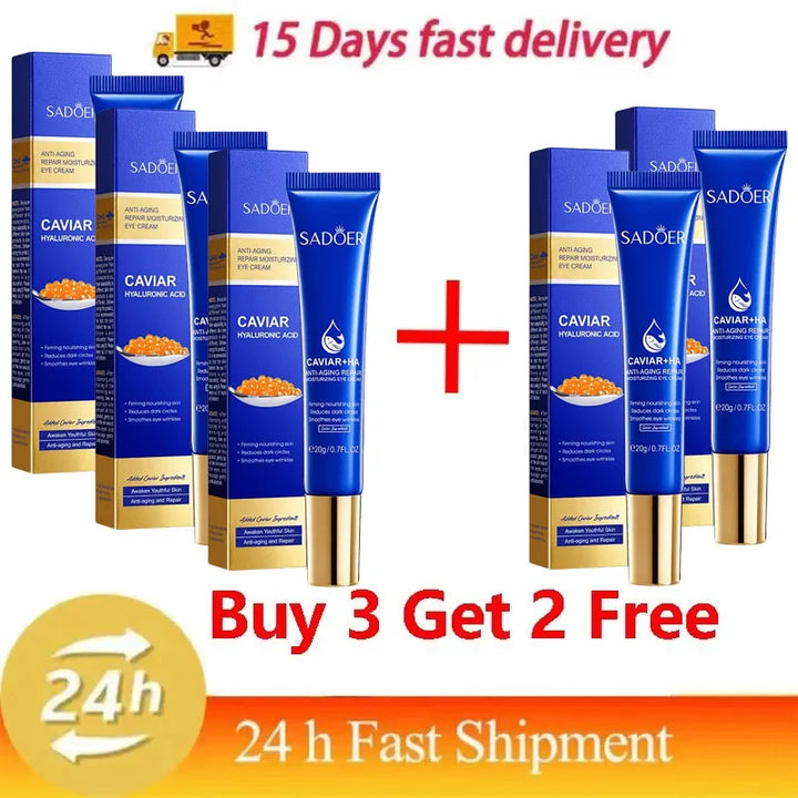 Caviar Eye Bag Removal Cream Hyaluronic Acid Anti-Wrinkle Firming Skin Fade Fine Lines Anti Dark Circle Puffiness Eye Care 20g
