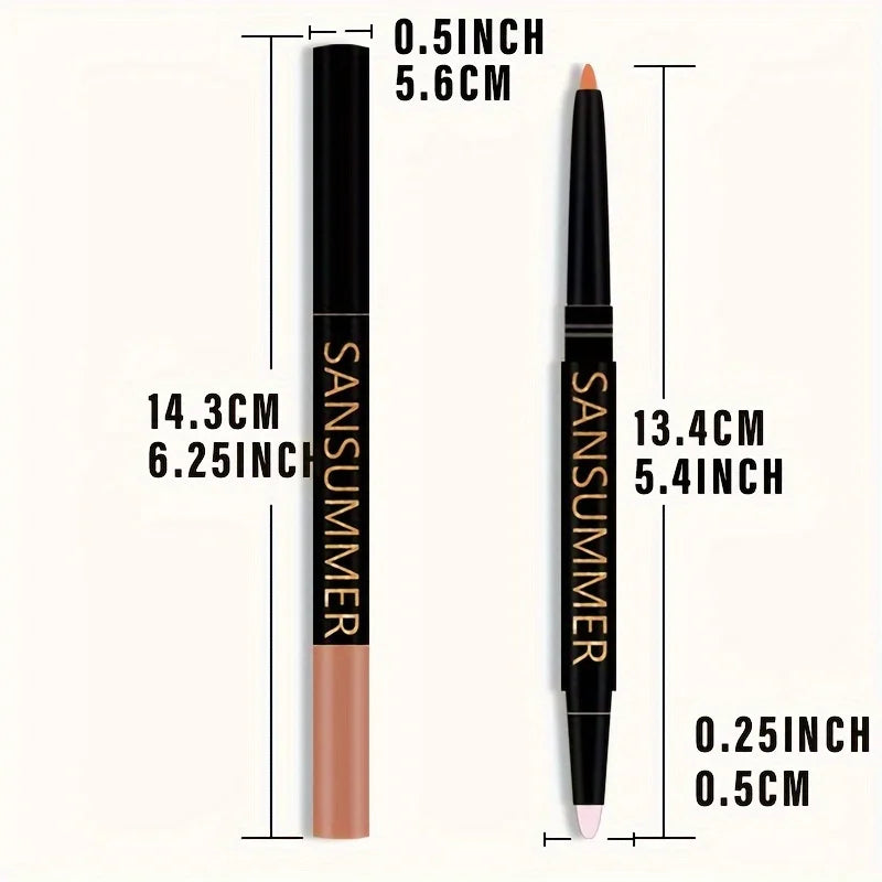 6-color Lipliner With Lip Brush Waterproof, Sweat Resistant, Velvet And Multi-color Lip Pencil Cosmetics