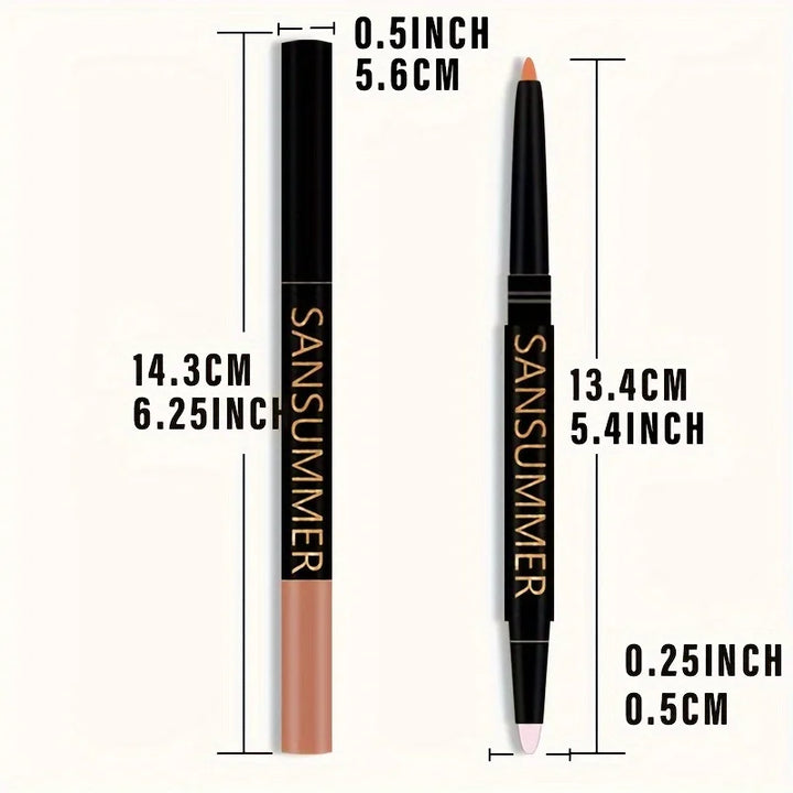 6-color Lipliner With Lip Brush Waterproof, Sweat Resistant, Velvet And Multi-color Lip Pencil Cosmetics