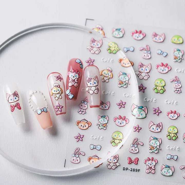 Disney Princess Cartoon 5D Nail Stickers Nail Art Decoration Frozen Snow White Nail Art Stickers Nail Supplies