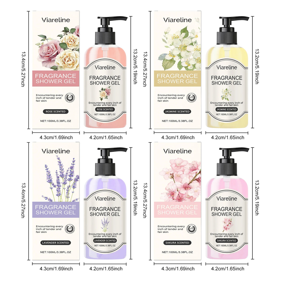 Viareline Fragrance Shower Gel Deep Clean Dirt Moisturizing Nourishing Floral Scent Reduce Dryness Roughness Body Skin Shampoo