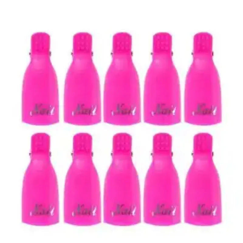 10pcs Nail Art Remover Clips Gel Polish Removal Caps Manicure Tool Set Replace Foil Wraps Professional Nail Removal Accessory