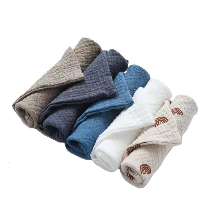 5 PcsWashcloth FaceclothInfant Wash Hand Face Wipes Baby Cotton Square Towels Handkerchief Muslin Cloth Feeding Bib