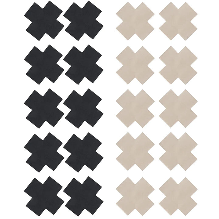 20pcs Black Women Cross Shape Self-Adhesive Disposable Satin Nipple Cover Sexy Breast Pasties Stickers Invisible Nipple Covers
