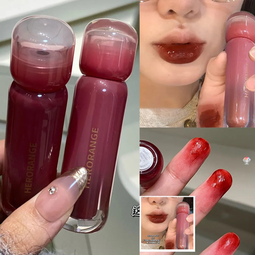 Smoked Grape Purple Red Lip Glaze Mirror Water Lip Gloss Moisturizing Liquid Lipstick Clear Tint Women Korean Makeup Cosmetics