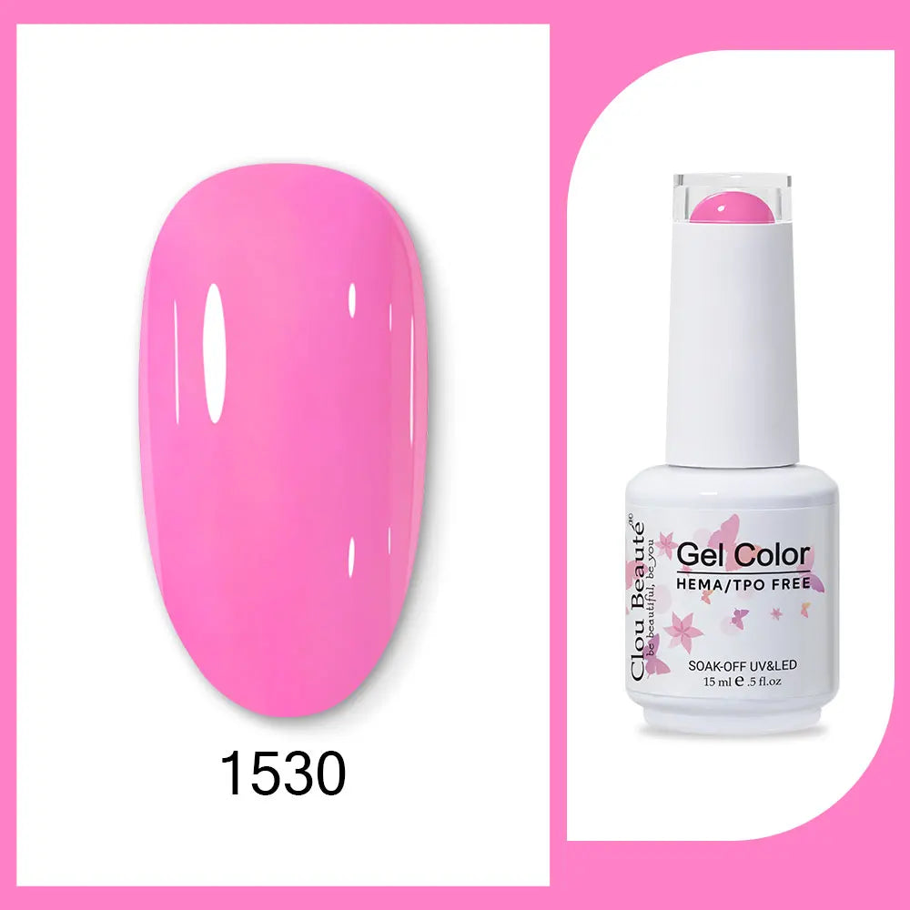 Clou Beaute 15ml Red Black White Green Neon Gel Nail Polish Base Top Coat Velvet Top 400 Colors Semi Permanent Gel Nail Varnish