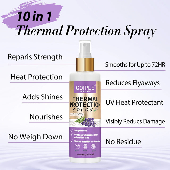 GOIPLE Lavender Extract Heat Thermal Protection Spray Shine Moisturize Split Ends Protect Hair Damage For Natural Hair and Wigs