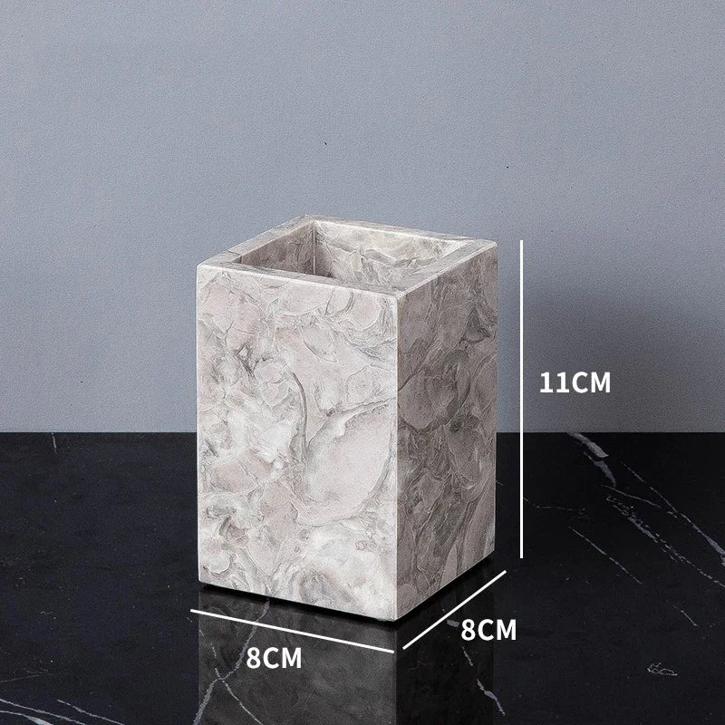 Bathroom Accessories Sets Elegant Natural Marble Liquid Soap Dispenser Toothbrush Holder Cup Soap Dish Cotton Swab Can