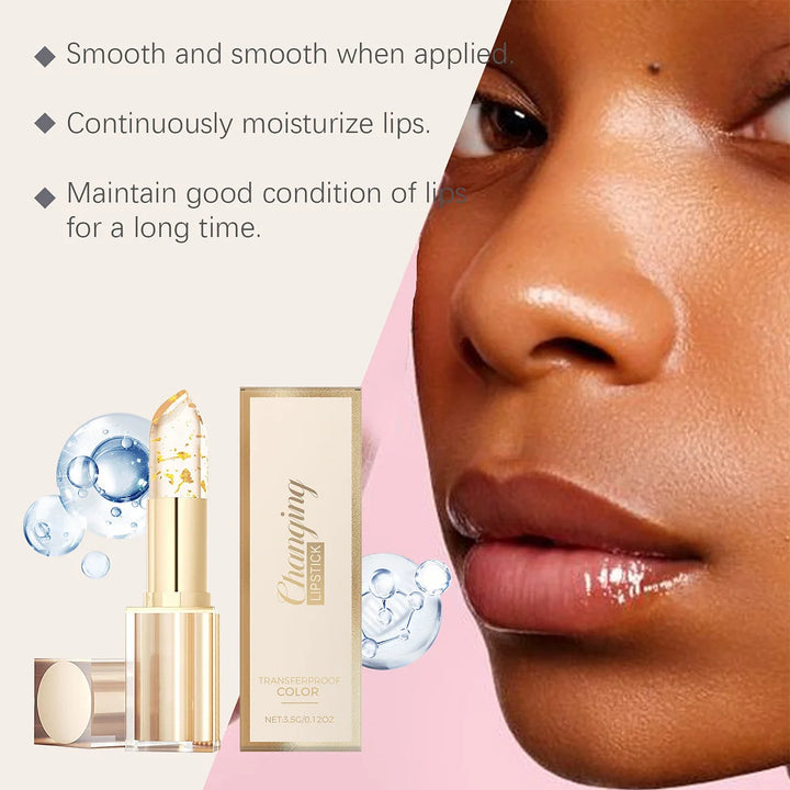 Color Changing Lipstick - Gilded Transparent, Transferproof Long Lasting Jelly Lip Balm with Deep Nourishment & Plumping Repair