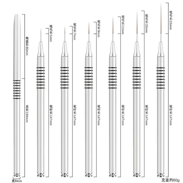 Nails Art Liner Brushes Elongated Lines Striping Drawing Painting  6/9/12/15/18/25mm Nail Design Pen Professional Manicure Tool