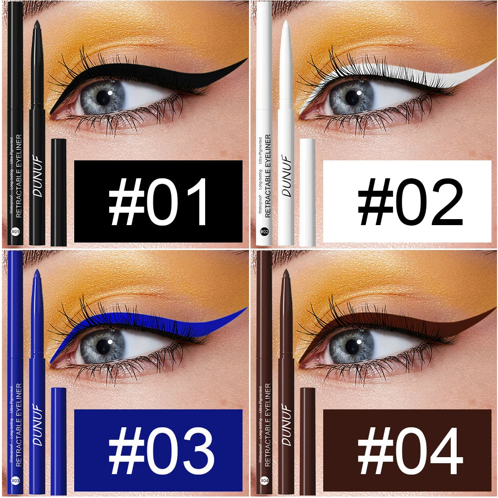 DUNUF 4 Pcs Durable Waterproof Eyeliner Pencil Non-smudging Soft Easy to Operate Sweat-proof and Easy to Color Beginner Friendly