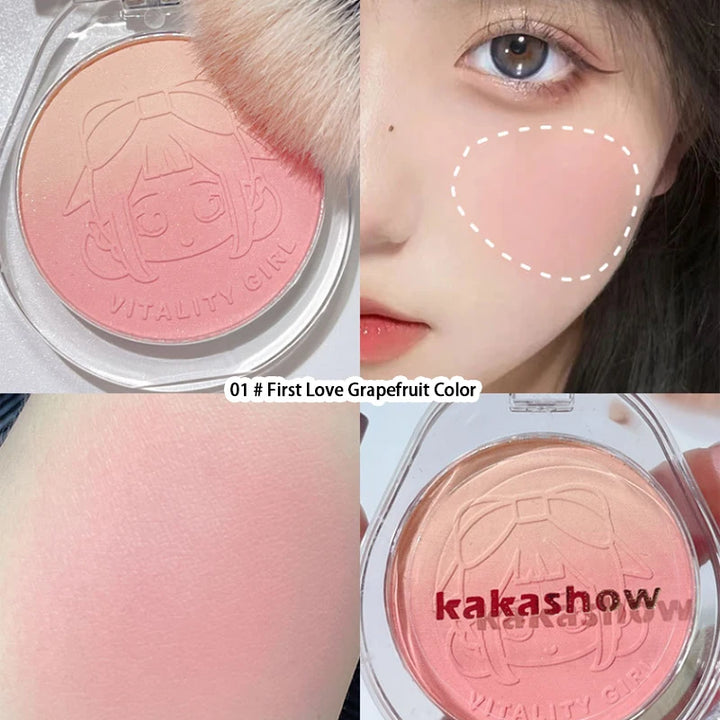 Kakashow Youthful Gradient Blush - Natural Nude Shade,  Easy-to-Blend Formula with Long-lasting Matte Finish,