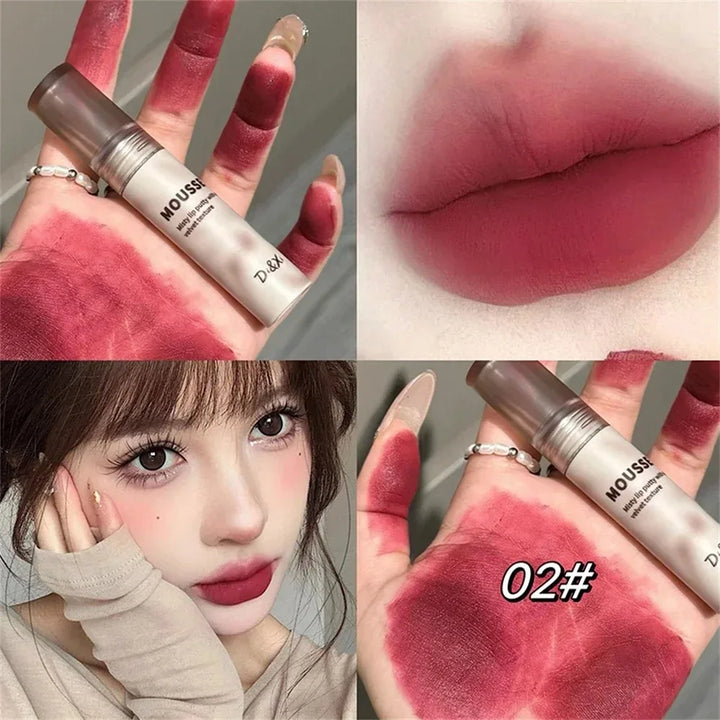 Punk Black Gothic Lip Gloss Matte Dark Brown Lipstick Nude Lip Tint Waterproof Velvet Liquid Lipstick Lip Satin Korean Cosmetics