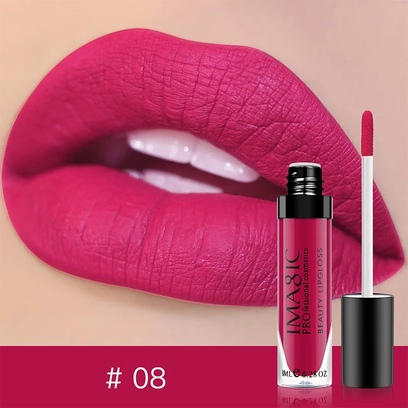 IMAGIC Lip Gloss Makeup Long Lasting Waterproof Lipstick Velvet Non-stick Cup 28 Colors Lip Tint Matte Sexy Red Liquid Lip Stick