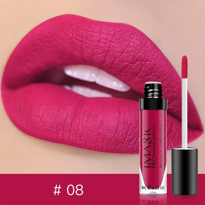 IMAGIC Lip Gloss Makeup Long Lasting Waterproof Lipstick Velvet Non-stick Cup 28 Colors Lip Tint Matte Sexy Red Liquid Lip Stick