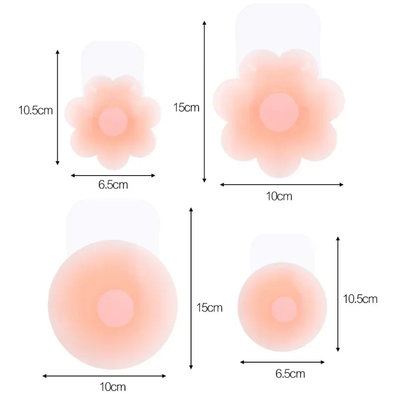 Reusable Women Breast Petals Lift Nipple Cover Invisible Petal Adhesive Strapless Backless Stick on Bra Silicone Breast Stickers